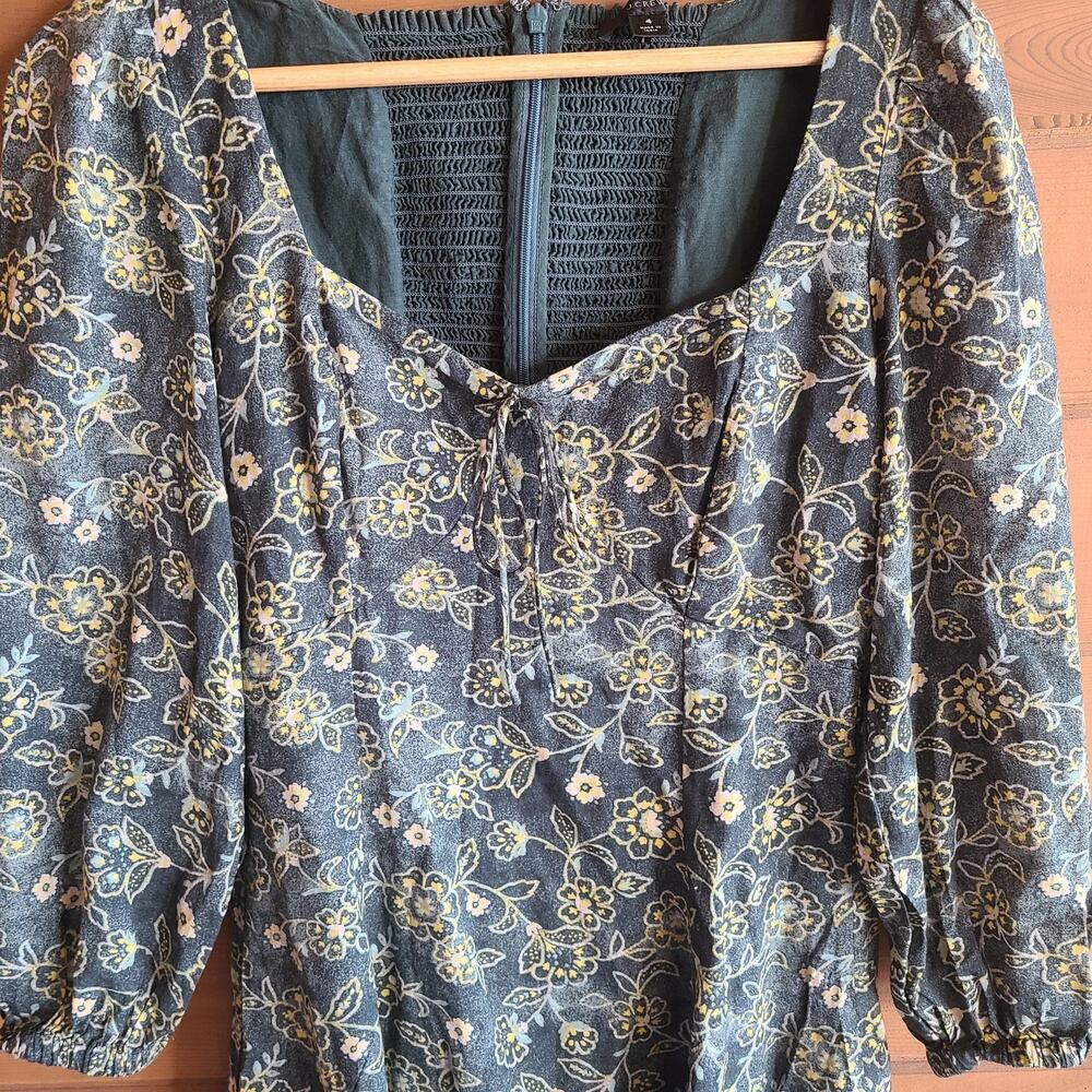 J.Crew Sweetheart Vintage Vines Dress Mini Cottage Garden 4 Boho Green Floral - Picture 6 of 9